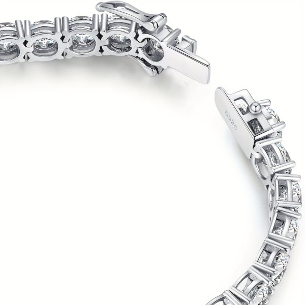 17-21 Carats Moissanite Tennis Bracelet Diamond Tennis Bracelets for Women Men 925 Sterling Silver Bracelet 5mm D Color VVS1 Round Cut Lab Created Moissanite Diamond Bracelet with GRA Certificate - Image 9