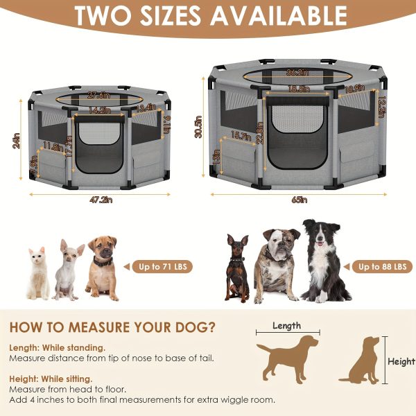 Octagon Breathable Mesh Pet Fence - Dog Playpen, Oxford Fabric, PVC Pipe, Portable Kennel Cage for Cats, Rabbit, Puppy Playpens - Image 2