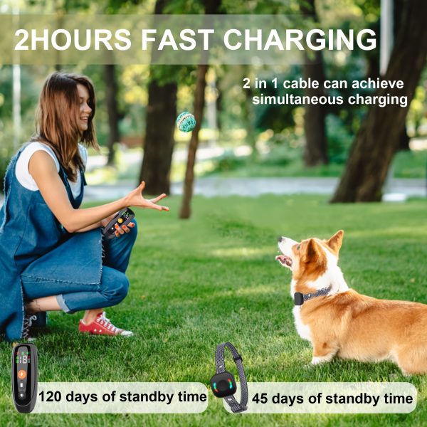 Dog Training Collar, 2800FT For 8-120lbs Dogs, Dog Shock Collar With Remote, Electric Collar 4 Training Modes Beep, Vibration, Shock, Dog Finder, E-Collar Rechargeable For Large/Medium/Small Dog - Image 7