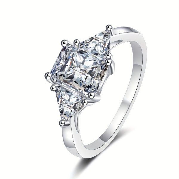 2 Carat Moissanite Radiant Ring - 925 Sterling Silver, Classic Simple Design, Casual and Elegant, High-End Light Luxury, Perfect for Proposal, Engagement, Wedding Dinner Party, Trendy Temperament, Sweet and Fresh Gift for Her - Image 7