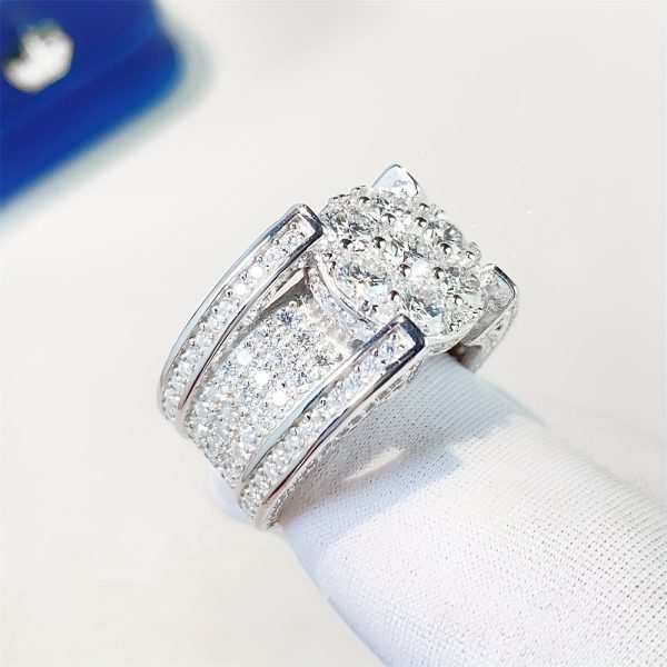 Full Set Moissanite S925 Silver Hip Hop Bully Hot Hip Hop Moissan Ring for Men and Women Classic Fashion Trend Street Party Anniversary Holiday Gift Birthday Gift Graduation Gift - Image 5