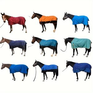 1pc TGW RIDING 1200D Horse Rain Sheet - Windproof, Waterproof, Breathable Polyester Fiber with Double Front Closure, Belly & Leg Straps for All-Season Protection