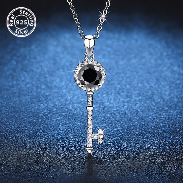 Elegant 925 Sterling Silver Necklace with 1 Carat Moissanite Pendant - Luxurious Jewelry for Women, Perfect for Parties, Vacations, Valentine's Day, Christmas, Halloween, Birthdays, and Anniversaries, April Birthstone, 3g/0.106oz, Moissanite, 1 Carat, 925 - Image 2