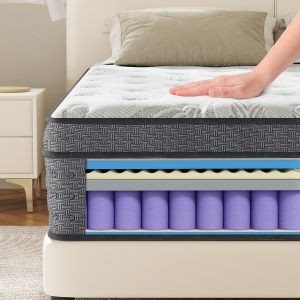 KOW 14 Inch Twin, Twin XL, Full, Queen, King, California King Size Mattress, Cooling-Gel Memory Foam And Pocket Spring Hybrid Mattress, Mattress with Cooling Cover, Comfort Foam & Mattress In A Box, CertiPUR-US Certified, Medium Firm Feel