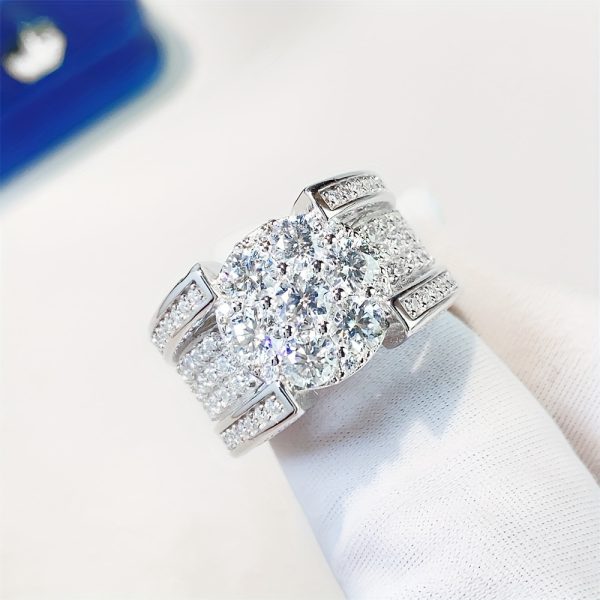 Full Set Moissanite S925 Silver Hip Hop Bully Hot Hip Hop Moissan Ring for Men and Women Classic Fashion Trend Street Party Anniversary Holiday Gift Birthday Gift Graduation Gift - Image 3
