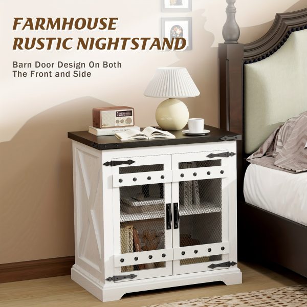 White Farmhouse Side Table, Large End Table For Living Room, Wooden Night Stand - Image 6