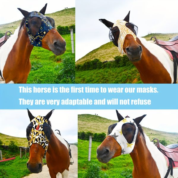 10pcs Horse Fly Masks, Soft And High Elasticity Comfort Fit With Ears, Breathable Equine Face Mask, Lycra Stretchable Horse Riding Supplies, Size Full (L) - Image 6