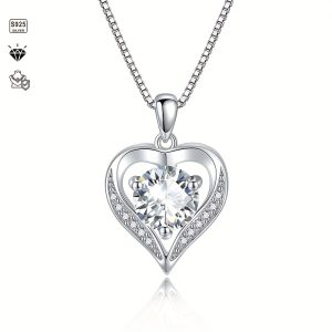 1pc S925 Silver with 2-3CT Moissanite Eternity Necklace, Elegant Pendant Necklace, Creative New Wave Elegant And Exquisite | Necklace for My Daughter | Sparkling Girl Necklace | Jewelry for My Granddaughter | Birthday Gift | Party | Christmas Gift |