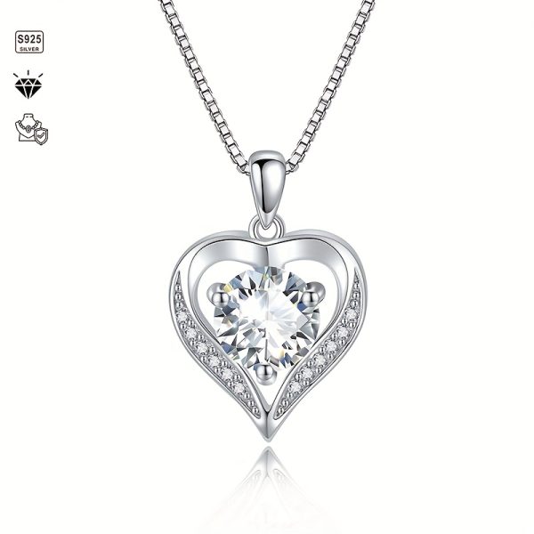 1pc S925 Silver with 2-3CT Moissanite Eternity Necklace, Elegant Pendant Necklace, Creative New Wave Elegant And Exquisite | Necklace for My Daughter | Sparkling Girl Necklace | Jewelry for My Granddaughter | Birthday Gift | Party | Christmas Gift |