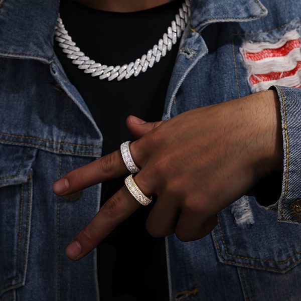 1pc Exquisite Moissanite Sterling Silver Ring - Shiny Men's Hip Hop Style Jewelry with S925 Silver, Fine Inlay Craftsmanship, and Timeless Elegance - Perfect for Fashion-Conscious Individuals - Image 4
