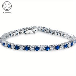 1pc Italian Luxury 925 Silver Moissanite Inlaid Bracelet, Designed By Italian Designers, Handmade, Perfect Anniversary Gift For Wife, Suitable For Various Occasions Like Banquets, Included Exquisite Jewelry Box