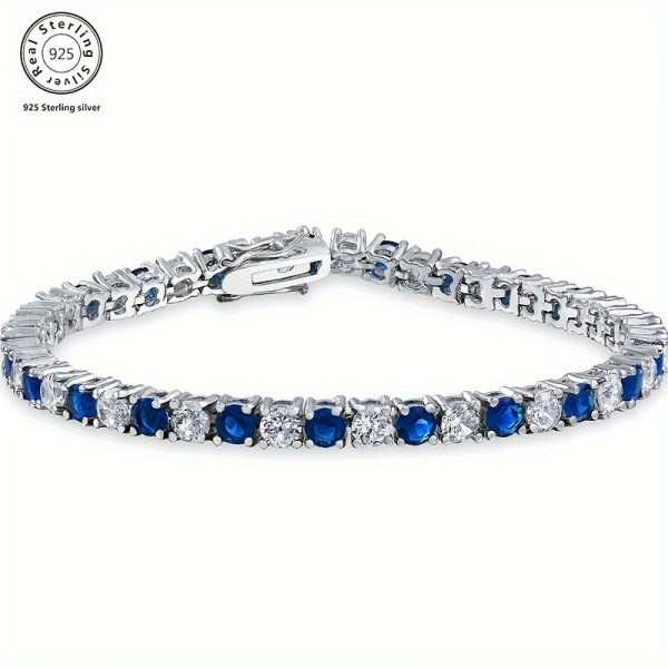 1pc Italian Luxury 925 Silver Moissanite Inlaid Bracelet, Designed By Italian Designers, Handmade, Perfect Anniversary Gift For Wife, Suitable For Various Occasions Like Banquets, Included Exquisite Jewelry Box