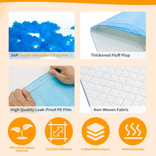 Pawsome Pads - Ultra-Absorbent, Leak-Proof, Quick-Dry Dog and Puppy Training Pads - Regular Size, 22 x 22 Inches, 23.62 x 23.62 Inches, Pack of 100, Blue & White, Ideal for Potty Training, Indoor Use, and Pet Owners on-the-go - Image 4