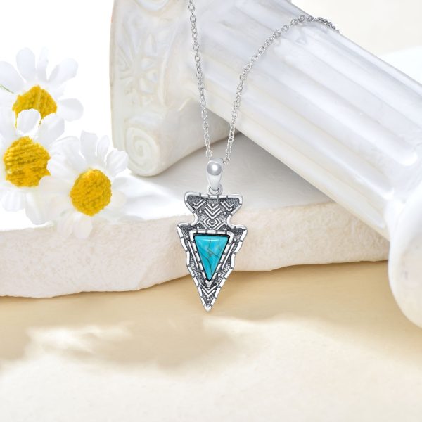 Turquoise Arrowhead Necklace 925 Sterling Silver Real Turquoise Gemstone Southwestern Arrowhead Pendant Western Jewelry Gifts For Women - Image 3