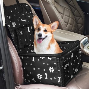 PetSafe Deluxe Dog Car Seat - Ultimate Travel Companion for Safe and Comfortable Rides, Easy Cleaning, Black Color, Durable Construction, Soft Padded Mat, Adjustable Straps, and Machine Washable Design