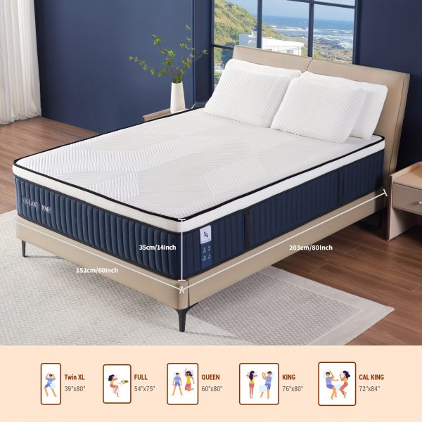 14 Inch Medium Plush Supportive Memory Foam Hybrid Mattress - Pressure Relieving 7-Zone Individual Pocket Springs Mattress in a Box for Ultimate Comfort - CertiPUR-US Certified, Cooling, and Breathable for a Restful Night's Sleep - Image 4