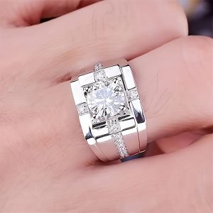 5ct Moissanite S925 Sterling Silver Ring - Hip Hop Style - Perfect for Him or Her - Birthday, Wedding, Anniversary, Engagement Gifts - Timeless Gemstone Jewelry