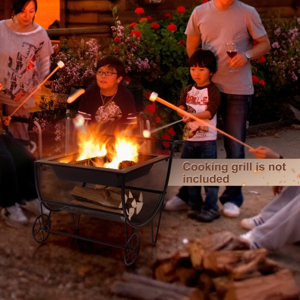 1pc Deluxe Outdoor Wood Burning Fire Pit - Steel Patio Stove with Log Storage Rack and Wheels for Easy Mobility - Perfect for Yard, Garden, and Backyard Gatherings - Durable Construction and Versatile Design - Image 10