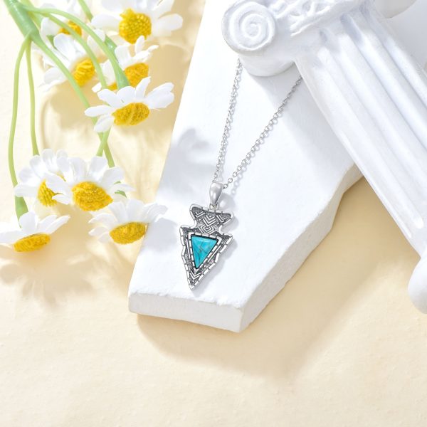 Turquoise Arrowhead Necklace 925 Sterling Silver Real Turquoise Gemstone Southwestern Arrowhead Pendant Western Jewelry Gifts For Women - Image 4