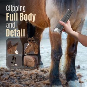 Oneisall Horse Clippers, Low Noise Horse Trimmer Shaver Kit For Matted Long Hair, 2 Speed Cordless Grooming Clippers For Horse