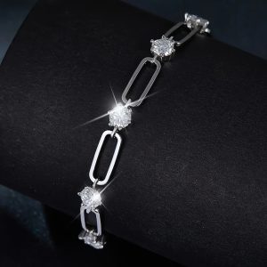 1pc S925 Sterling Silver Inlaid 5CT-7CT Moissanite Bracelet For Men And Women, | Jewelry | Gifts For Him | Gifts For Her | Birthday | Wedding | Anniversary | Engagement |