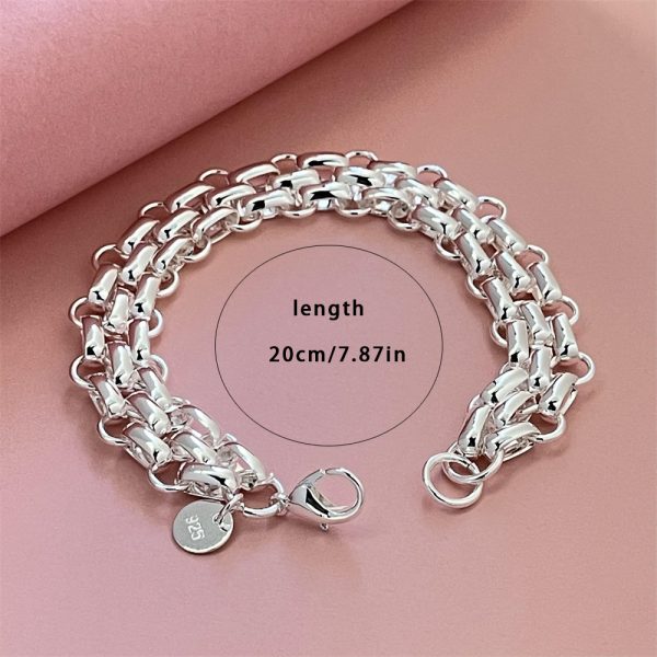925 pure Silvery 3-strand chain bracelet, suitable for men and women, pure Silvery chain accessories, suitable for people of multiple ages, suitable for gifts, suitable for Christmas, Halloween, Thanksgiving, New Year and birthday gifts - Image 4
