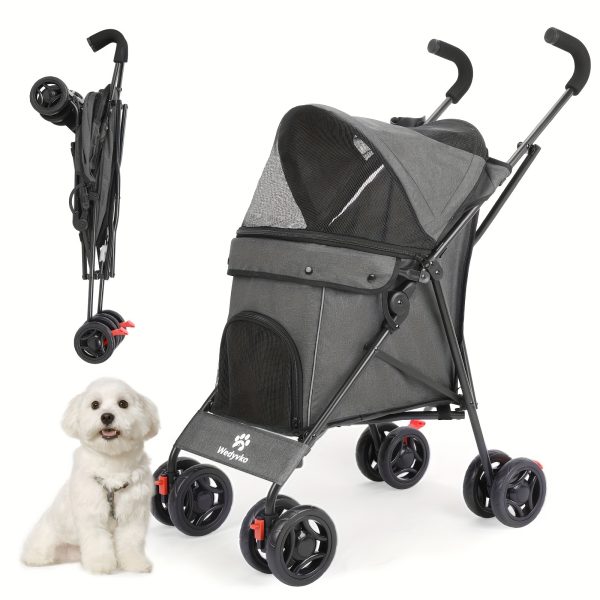 Pet Stroller Folding Cart, Dog And Cat Jogging Cart, 4 Quick Folding Wheels, Folding Dog Cart And Cart, Medium-sized Small Dog And Cat Wagon Walking And Playing - Image 7