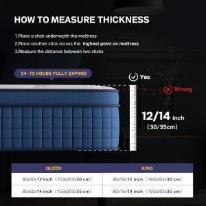 14 Inch King Queen Hybrid Mattress In A Box with Gel Memory Foam Mattress, Individually Wrapped Pocket Coils Innerspring Mattress
