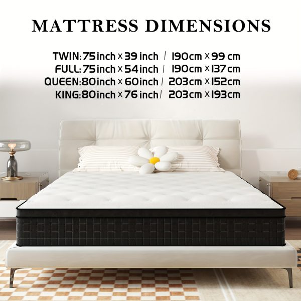 12/14 Inch Memory Foam Hybrid Mattress Pocket Spring Twin Full Queen King In A Box - Image 2