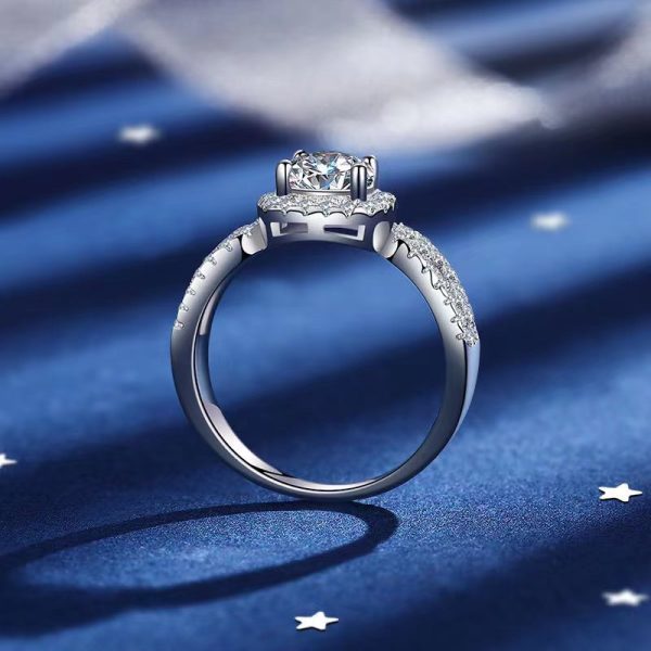 925 Silveryy 1ct Moissanite Square Lace Ring, High-end Design, Suitable For Daily Wear, Engagement Wedding Party Banquet Party Birthday Anniversary Thanksgiving Christmas Valentine'S Day New Year And Other Jewelry Gifts With Gift Box About 3g - Image 5