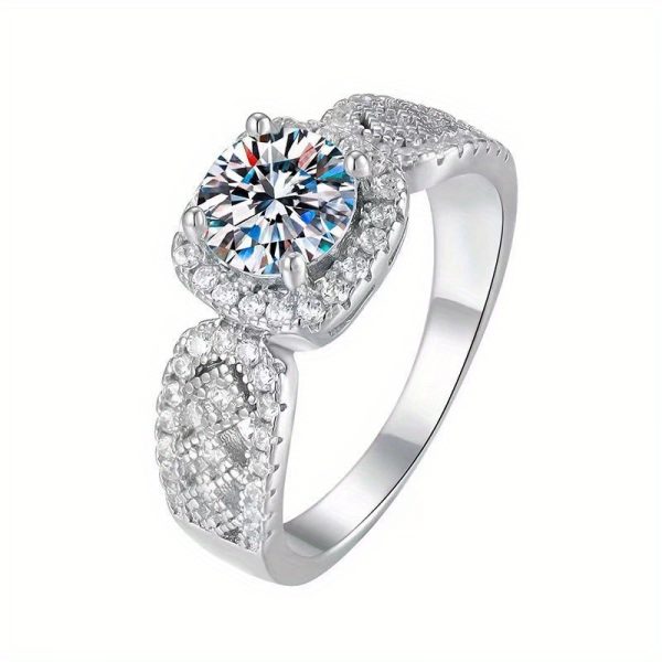 925 Silveryy 1ct Moissanite Square Lace Ring, High-end Design, Suitable For Daily Wear, Engagement Wedding Party Banquet Party Birthday Anniversary Thanksgiving Christmas Valentine'S Day New Year And Other Jewelry Gifts With Gift Box About 3g - Image 6