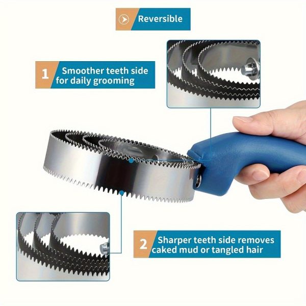 Stainless Steel Ergonomic Horse Grooming Comb - Soft Handle Pet Hair Brush for Horses - Image 4