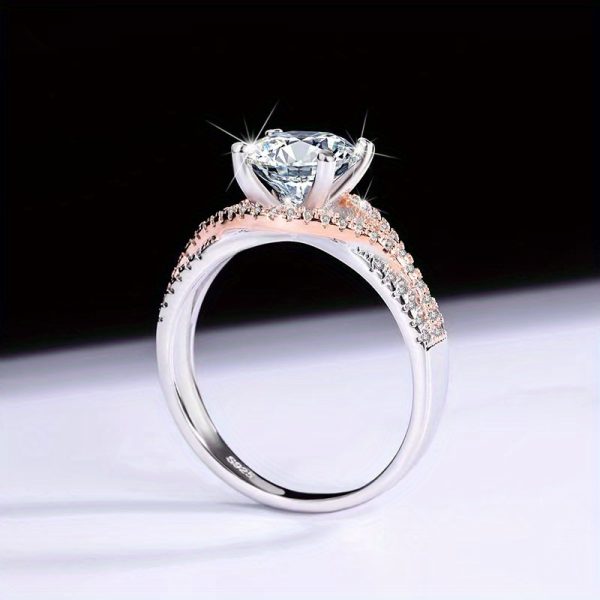 Elegant S925 Sterling Silver 2 Carat Moissanite Ring, Dual-Tone Design, Perfect for Engagement, Wedding, Anniversary, Birthday, Valentine's Day, Christmas - Includes Gift Box, Weighs About 3g, Moissanite, Romantic, Luxury, Travel Party, Grandma, Fashion T - Image 3