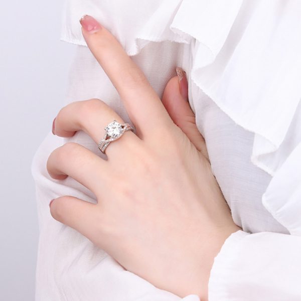 Elegant S925 Sterling Silver 2 Carat Moissanite Ring, Dual-Tone Design, Perfect for Engagement, Wedding, Anniversary, Birthday, Valentine's Day, Christmas - Includes Gift Box, Weighs About 3g, Moissanite, Romantic, Luxury, Travel Party, Grandma, Fashion T - Image 5