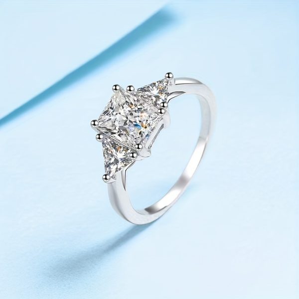 2 Carat Moissanite Radiant Ring - 925 Sterling Silver, Classic Simple Design, Casual and Elegant, High-End Light Luxury, Perfect for Proposal, Engagement, Wedding Dinner Party, Trendy Temperament, Sweet and Fresh Gift for Her - Image 6