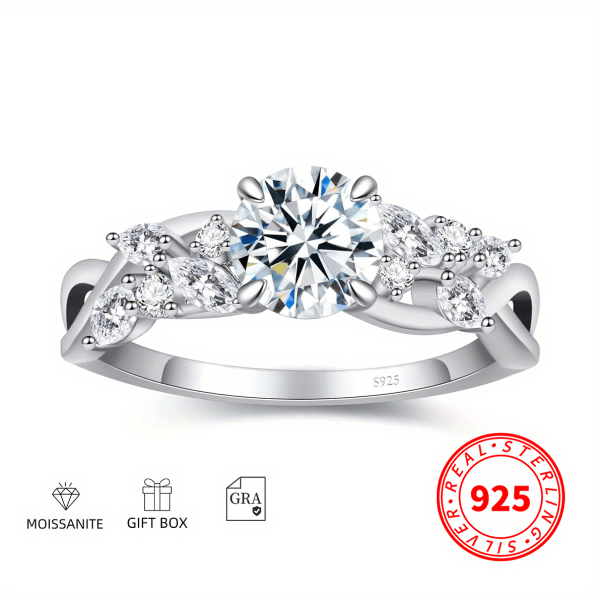 1.5/2/3CT VVS1 Round Cut Moissanite Engagement Ring - 925 Sterling Silver, White Promise Wedding Ring, CZ Wedding Jewelry for Her, Women's Promise Ring, Luxury Wedding Band
