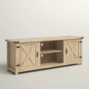 65 Inch Farmhouse TV Stand Console - Double Barn Doors, Storage Cabinets, Media Table for Living Room, Bedroom - Rustic Entertainment Center with Ample Storage and Classic Design