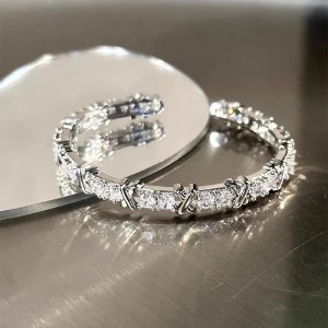 Moissanite twist Bracelets, Adjustable 925 Sterling Silver Bracelet, Eternity Engagement Wedding Bracelet for Women, Jewelry Gifts For Women Men Girls Boys
