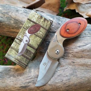 Compact Pocket Folding Knife - Durable Stainless Steel Blade, Ergonomic Wooden Handle, Perfect for Outdoor Activities, Camping, Hiking, and Everyday Carry - Great Gift for Men and Outdoor Enthusiasts