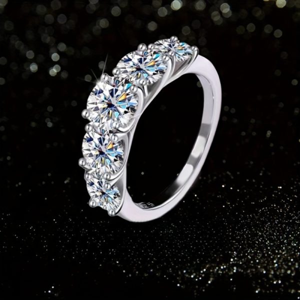 3.6 Carat Moissanite Full Row Ring - 925 Sterling Silver, High-End Design, Classic Elegant, Light Luxury, Daily Wear, Wedding, Party, Birthday, Anniversary, Valentine's Day, New Year, Mother's Day Gift with Gift Box - Image 4