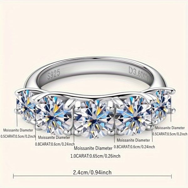 3.6 Carat Moissanite Full Row Ring - 925 Sterling Silver, High-End Design, Classic Elegant, Light Luxury, Daily Wear, Wedding, Party, Birthday, Anniversary, Valentine's Day, New Year, Mother's Day Gift with Gift Box - Image 3
