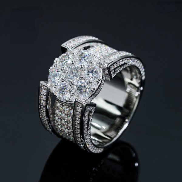 Full Set Moissanite S925 Silver Hip Hop Bully Hot Hip Hop Moissan Ring for Men and Women Classic Fashion Trend Street Party Anniversary Holiday Gift Birthday Gift Graduation Gift - Image 4