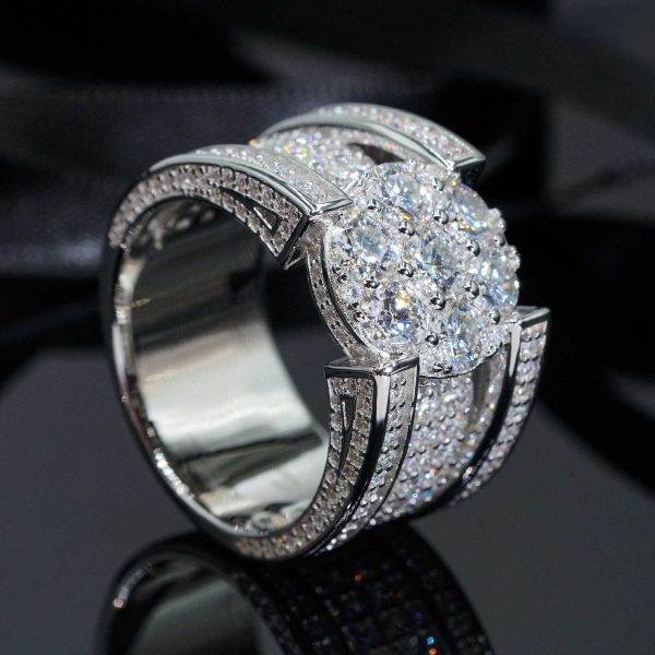 Full Set Moissanite S925 Silver Hip Hop Bully Hot Hip Hop Moissan Ring for Men and Women Classic Fashion Trend Street Party Anniversary Holiday Gift Birthday Gift Graduation Gift - Image 8