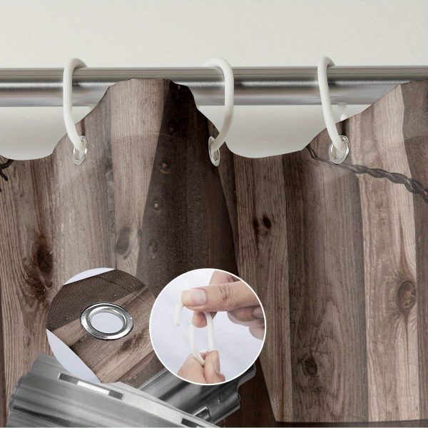 1/4pcs Rustic Western Farmhouse Shower Curtain Set - Waterproof, 71X71in, Bath Mat Rug, Shaped Toilet Seat Cover, Texas Star Decor - Country Gray Barn Door Bathroom Home Decoration - Image 6