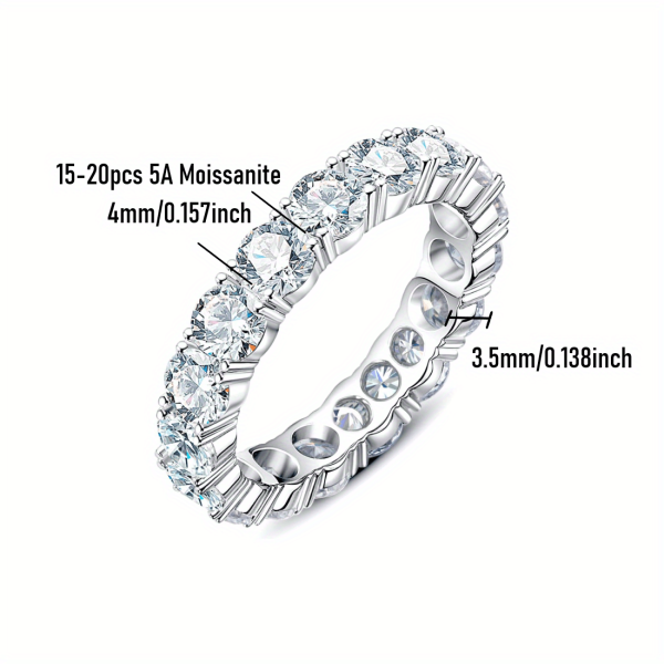 Elegant Moissanite Stacking Ring, 925 Sterling Silver, 4-5 Carat, Sparkling Fashion Band, Unisex, for Daily Wear, Gift, Anniversary, Christmas Jewelry - Image 4