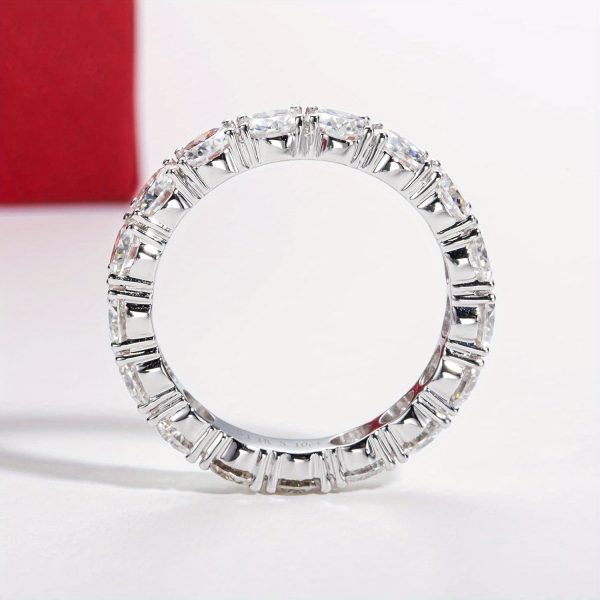 Elegant Moissanite Stacking Ring, 925 Sterling Silver, 4-5 Carat, Sparkling Fashion Band, Unisex, for Daily Wear, Gift, Anniversary, Christmas Jewelry - Image 8