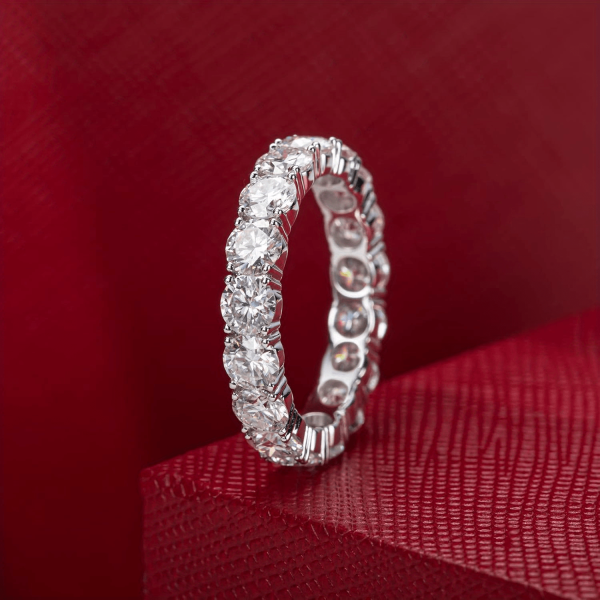 Elegant Moissanite Stacking Ring, 925 Sterling Silver, 4-5 Carat, Sparkling Fashion Band, Unisex, for Daily Wear, Gift, Anniversary, Christmas Jewelry - Image 3