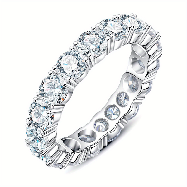 Elegant Moissanite Stacking Ring, 925 Sterling Silver, 4-5 Carat, Sparkling Fashion Band, Unisex, for Daily Wear, Gift, Anniversary, Christmas Jewelry - Image 6