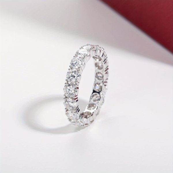 Elegant Moissanite Stacking Ring, 925 Sterling Silver, 4-5 Carat, Sparkling Fashion Band, Unisex, for Daily Wear, Gift, Anniversary, Christmas Jewelry - Image 9