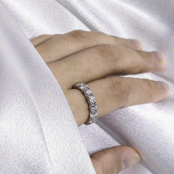Elegant Moissanite Stacking Ring, 925 Sterling Silver, 4-5 Carat, Sparkling Fashion Band, Unisex, for Daily Wear, Gift, Anniversary, Christmas Jewelry - Image 7